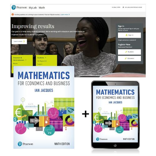 Cover image for Mathematics for Economics and Business, Global Edition + MyLab Math with Pearson eText