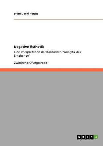 Cover image for Negative AEsthetik: Eine Interpretation der Kantischen Analytik des Erhabenen