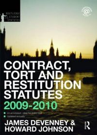 Cover image for Contract, Tort and Restitution Statutes 2009-2010