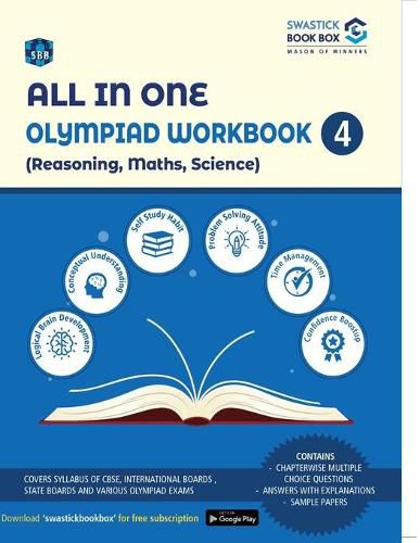 Cover image for All in One Olympiad Workbook for Reasoning, Maths & Science - Class 4
