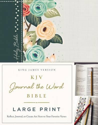 Cover image for KJV, Journal the Word Bible, Large Print, Cloth over Board, Green Floral, Red Letter: Reflect, Journal, or Create Art Next to Your Favorite Verses