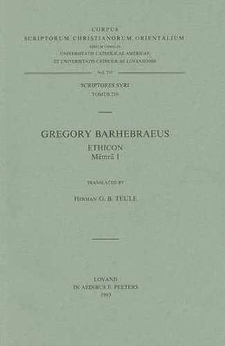 Cover image for Gregory Barhebraeus Ethicon (Memra I): V.