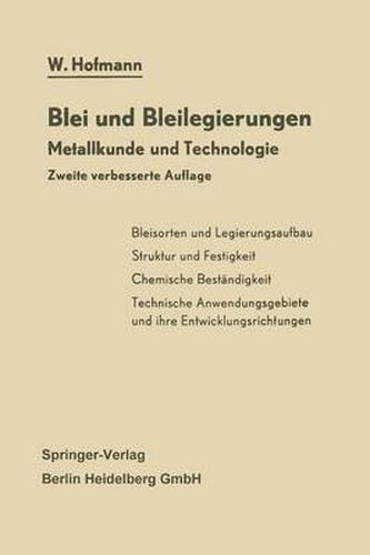 Cover image for Blei und Bleilegierungen: Metallkunde und Technologie
