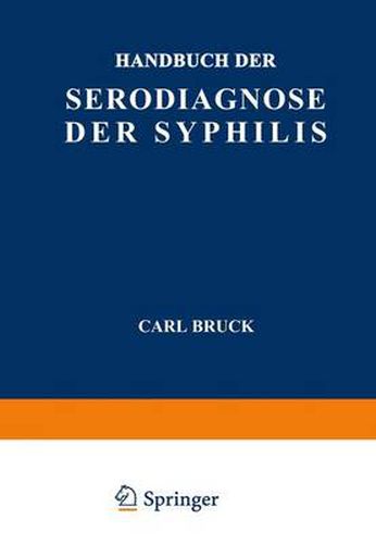 Cover image for Handbuch Der Serodiagnose Der Syphilis