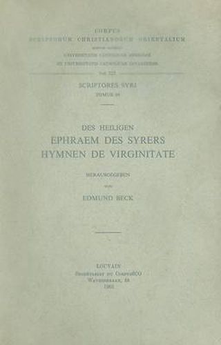 Cover image for Des Heiligen Ephraem Des Syrers Hymnen De Virginitate: T.