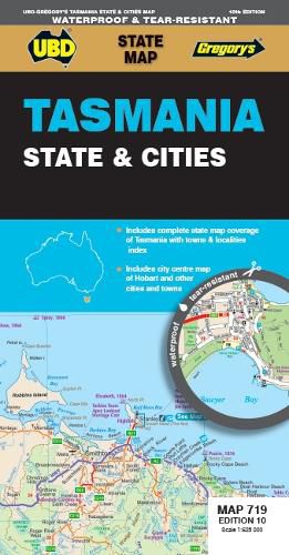 Cover image for Tasmania State & Cities 719 Map 10th ed (waterproof)