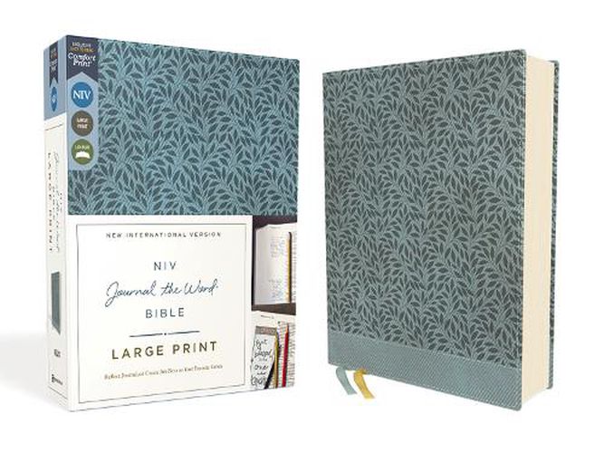 Cover image for NIV, Journal the Word Bible (Perfect for Note-Taking), Large Print, Leathersoft, Teal, Red Letter, Comfort Print