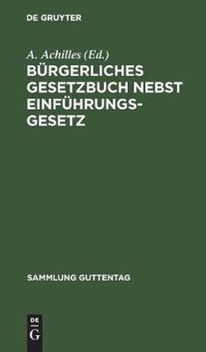 Cover image for Burgerliches Gesetzbuch nebst Einfuhrungsgesetz