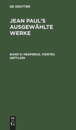 Cover image for Hesperus, Viertes Heftlein