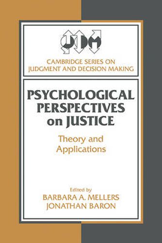 Cover image for Psychological Perspectives on Justice: Theory and Applications