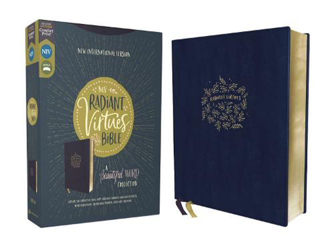 Cover image for NIV, Radiant Virtues Bible: A Beautiful Word Collection, Leathersoft, Navy, Red Letter, Comfort Print: Explore the virtues of faith, hope, and love