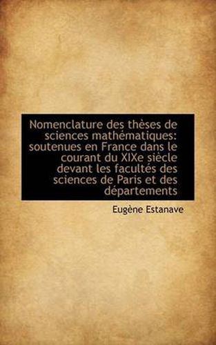 Cover image for Nomenclature Des Th Ses de Sciences Math Matiques