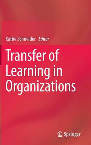 Cover image for Transfer of Learning in Organizations