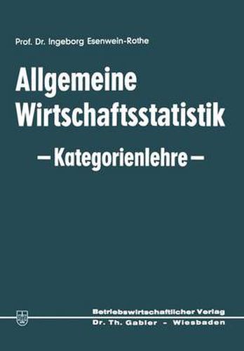 Cover image for Allgemeine Wirtschaftsstatistik -- Kategorienlehre --