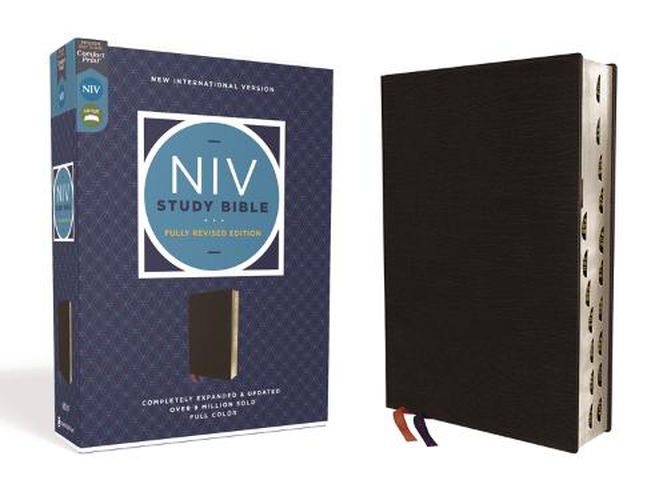 Cover image for NIV Study Bible, Fully Revised Edition, Bonded Leather, Black, Red Letter, Thumb Indexed, Comfort Print