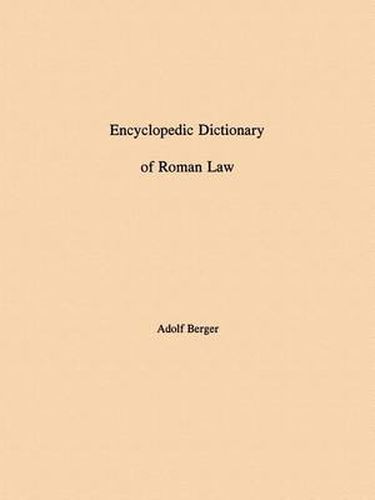 Cover image for Encyclopedic Dictionary of Roman Law