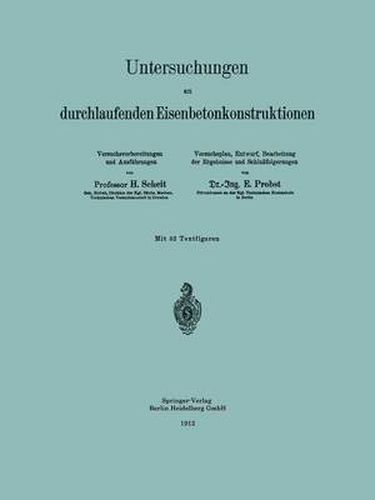 Cover image for Untersuchungen an Durchlaufenden Eisenbetonkonstruktionen