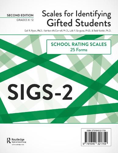 Cover image for Scales for Identifying Gifted Students (SIGS-2): School Rating Scale Forms (25 Forms)