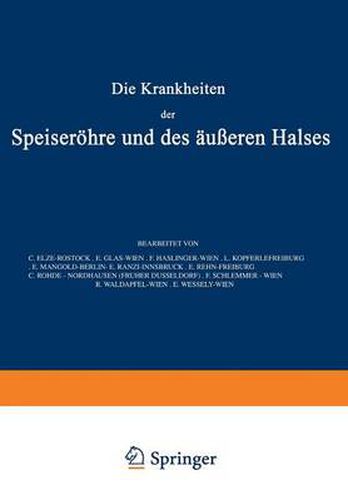 Cover image for Die Krankheiten Der Speiseroehre Und Des AEusseren Halses