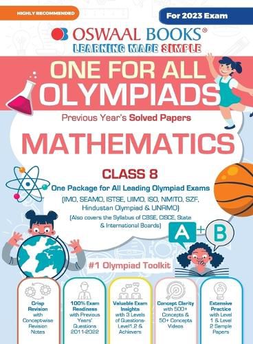 Cover image for Oswaal One For All Olympiad Previous Years' Solved Papers, Class-8 Mathematics Book (For 2023 Exam)