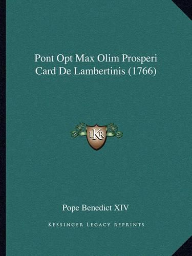 Pont Opt Max Olim Prosperi Card de Lambertinis (1766)