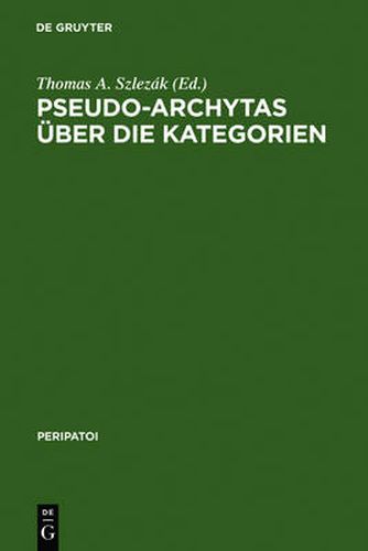 Cover image for Pseudo-Archytas uber die Kategorien