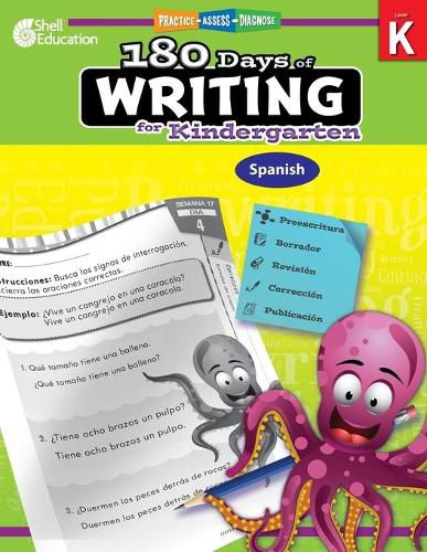 Cover image for 180 Days of Writing for Kindergarten (Spanish): Practice, Assess, Diagnose