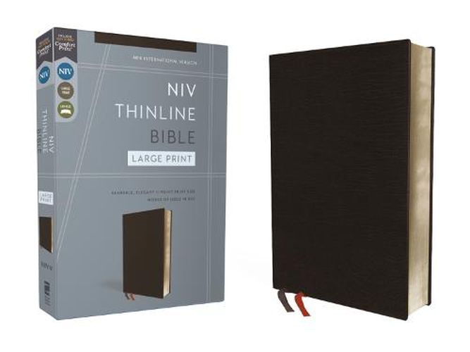 Cover image for NIV, Thinline Bible, Large Print, Bonded Leather, Black, Red Letter, Comfort Print