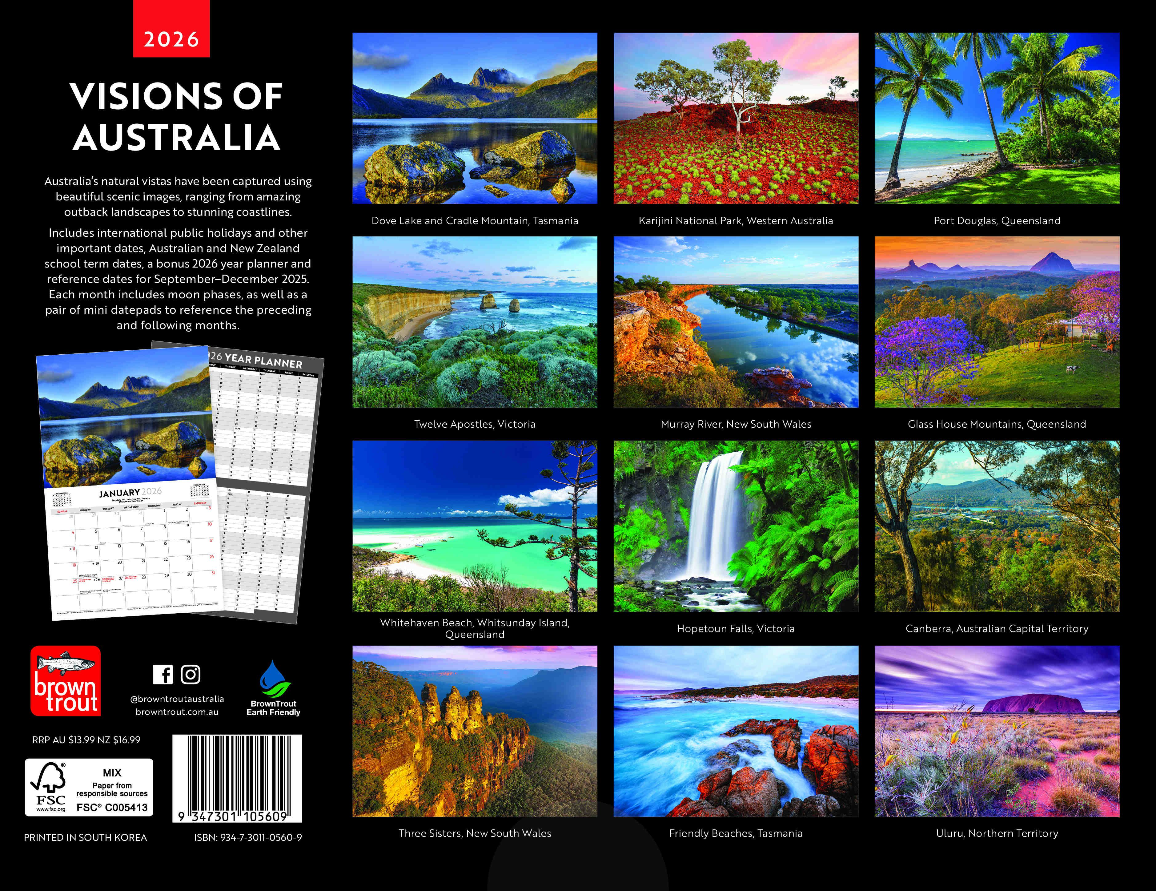 Visions of Australia 2026 Horizontal Calendar