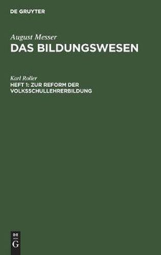 Cover image for Zur Reform der Volksschullehrerbildung