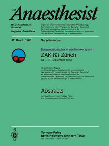 Zentraleuropoischer Anaesthesiekongress ZAK 83 Zurich