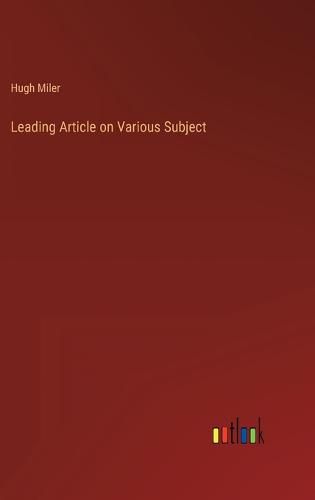 Cover image for Leading Article on Various Subject