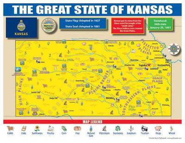Kansas State Map for Students - Pack of 30