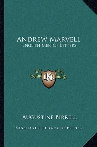 Cover image for Andrew Marvell: English Men of Letters