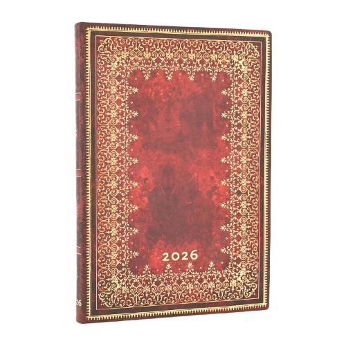Cover image for 2026 Foiled (Old Leather Collection) Midi 12-month Horizontal Softcover Flexi Dayplanner 2026 (Elastic Band Closure)