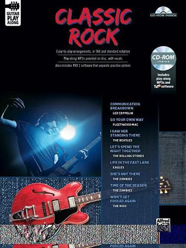 Cover image for Classic Rock Guitar Play-Along: Guitar Tab, Book & CD-ROM