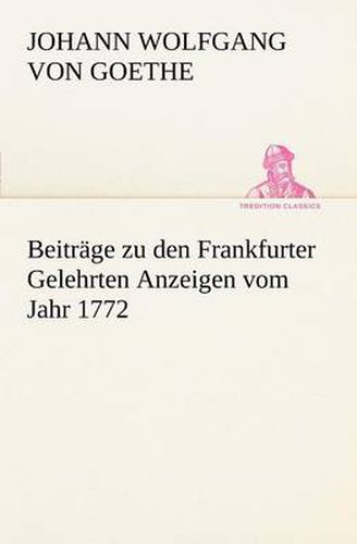 Cover image for Beitrage Zu Den Frankfurter Gelehrten Anzeigen Vom Jahr 1772