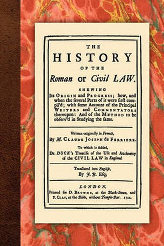 Cover image for The History of the Roman or Civil Law