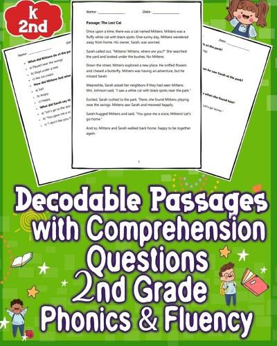 Decodable Passages Questions k - 2nd Grade with Comprehension Phonics & Fluency