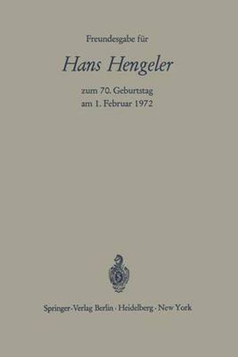 Cover image for Freundesgabe fur Hans Hengeler zum 70. Geburtstag am 1. Februar 1972