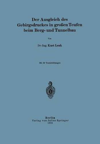 Cover image for Der Ausgleich Des Gebirgsdruckes in Grossen Teufen Beim Berg- Und Tunnelbau