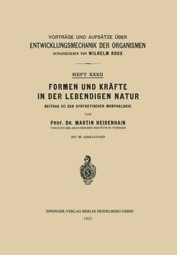 Cover image for Formen Und Krafte in Der Lebendigen Natur: Beitrag VII Zur Synthetischen Morphologie