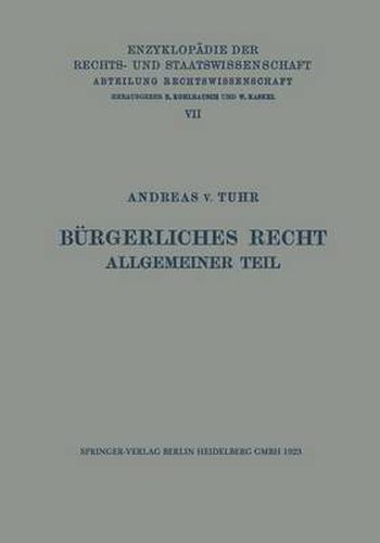 Cover image for Burgerliches Recht Allgemeiner Teil