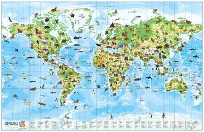 Cover image for Children's Wall Map: World of Animals