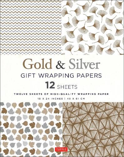 Cover image for Silver and Gold Gift Wrapping Papers - 12 Sheets: 12 Sheets of High-Quality 18 x 24 inch Wrapping Paper