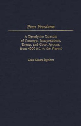 Cover image for Press Freedoms: A Descriptive Calendar of Concepts, Interpretations, Events, and Court Actions, From 4000 B.C. to the Present