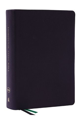 NKJV, Evangelical Study Bible, Genuine Leather, Black, Red Letter, Thumb Indexed, Comfort Print: Christ-centered. Faith-building. Mission-focused.