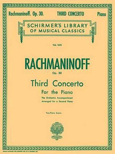 Cover image for Concerto No. 3 in D Minor, Op. 30: Schirmer'S Library of Musical Classics, Vol. 1610, 2 Pianos, 4 Hands