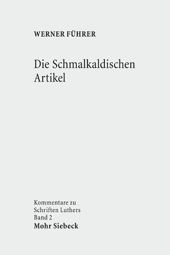 Cover image for Die Schmalkaldischen Artikel