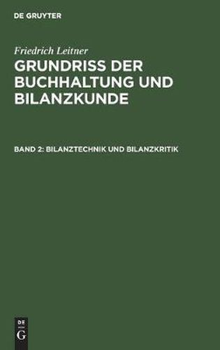 Cover image for Bilanztechnik Und Bilanzkritik